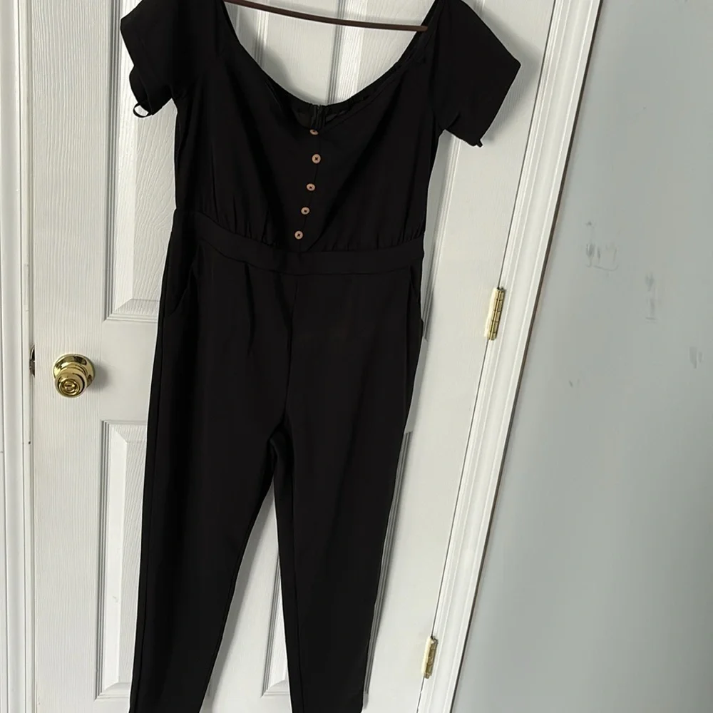 Black off shoulder jumpsuit
